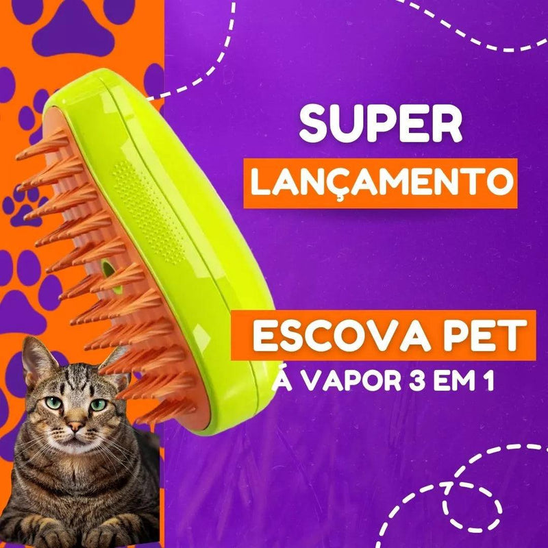 Escova A Vapor 3 Em 1 Lionexpress Autolimpante Para Massagem De Cães E Gatos - lion express